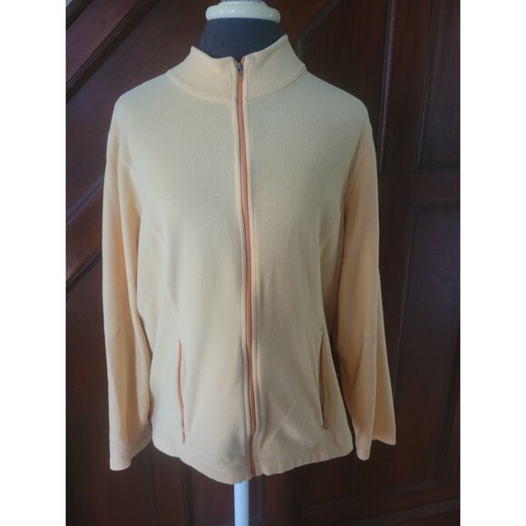 L.L. Bean Womens Yellow Full-Zip Fleece Jacket W/ Pockets Size L - Picture 1 of 9